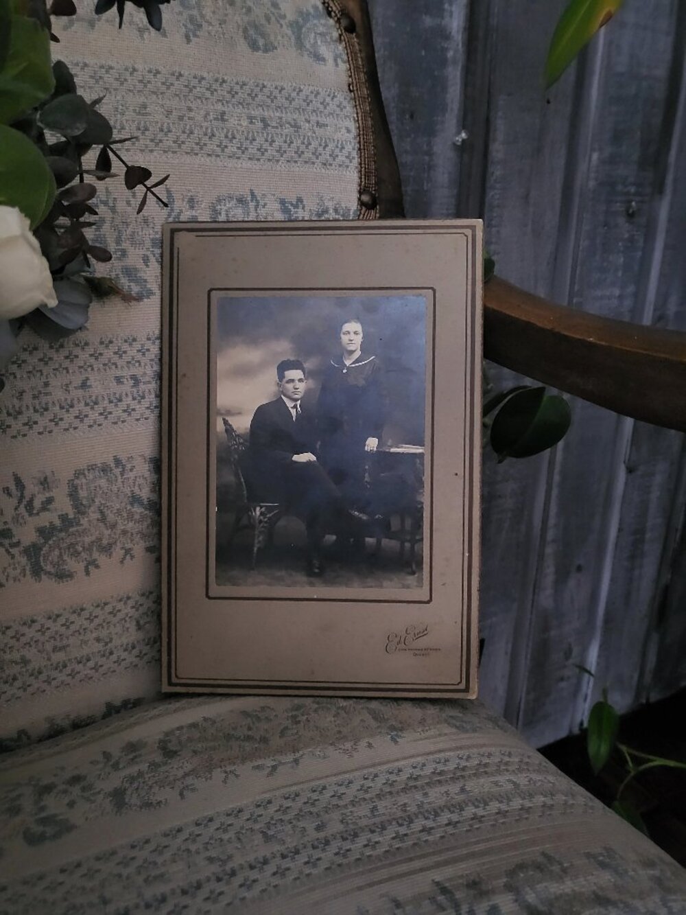 Antique Ed. Ernest Quebec Couple Wedding Cabinet Card Photo Portrait